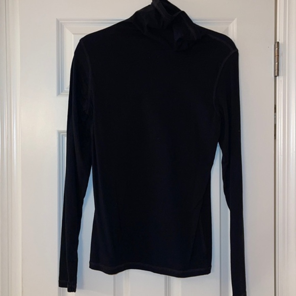 CAbi black funnel neck long sleeve layering piece